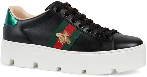 black gucci sneakers bee|Gucci new ace platform sneakers.